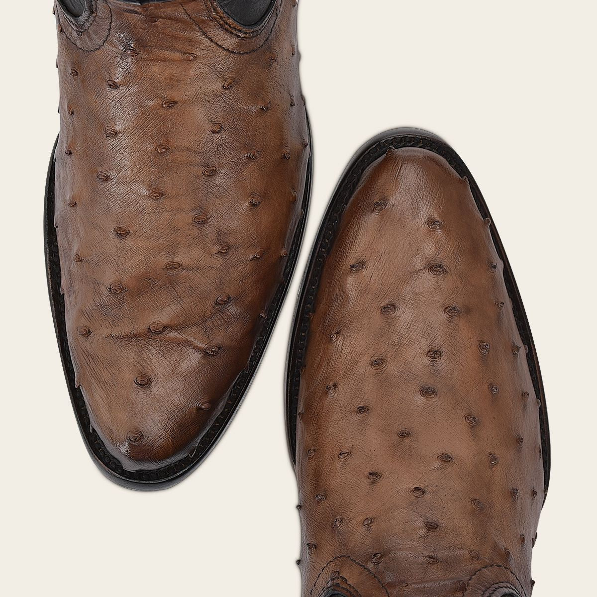 Cuadra Brown Ostrich Laser & Embroidery Round toe