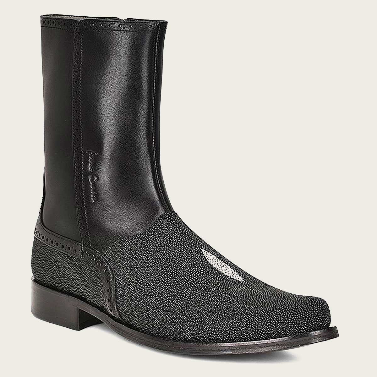 Cuadra Men's Black Stingray Zipper Round Toe