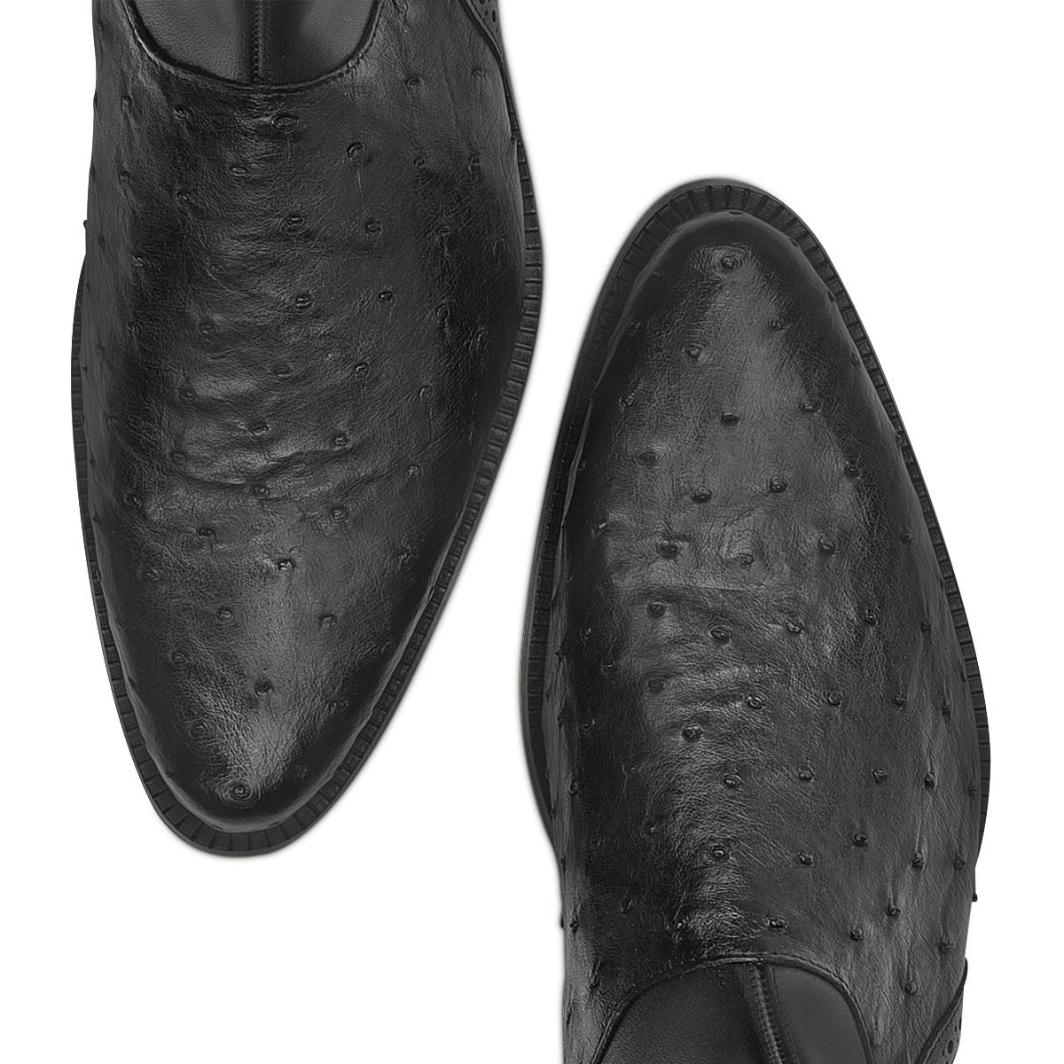 Cuadra Men's Black Ostrich Zipper Round Toe