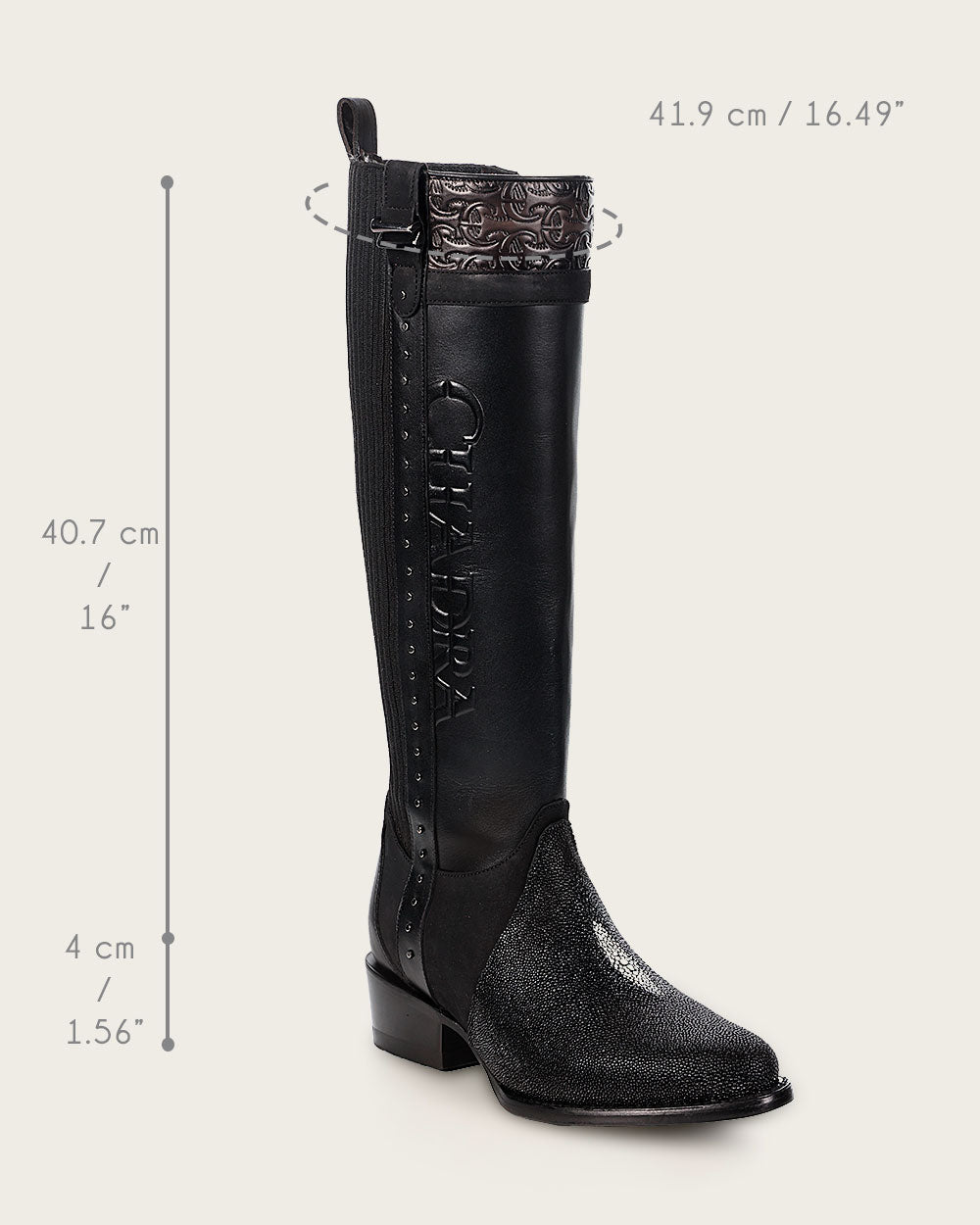 Cuadra Bota Dama De Mantarraya Negro