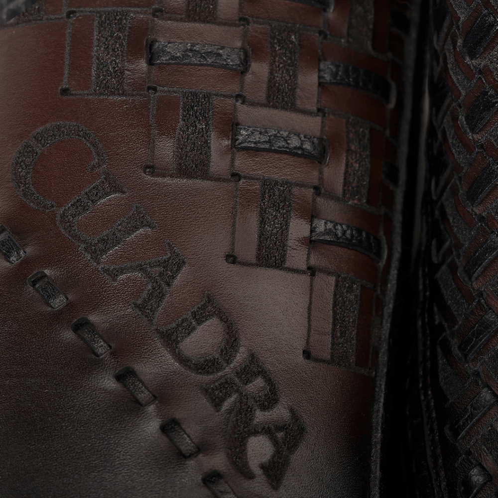 Cuadra Mens Chocolate Láser & Woven & Zipper Narrow Square Toe