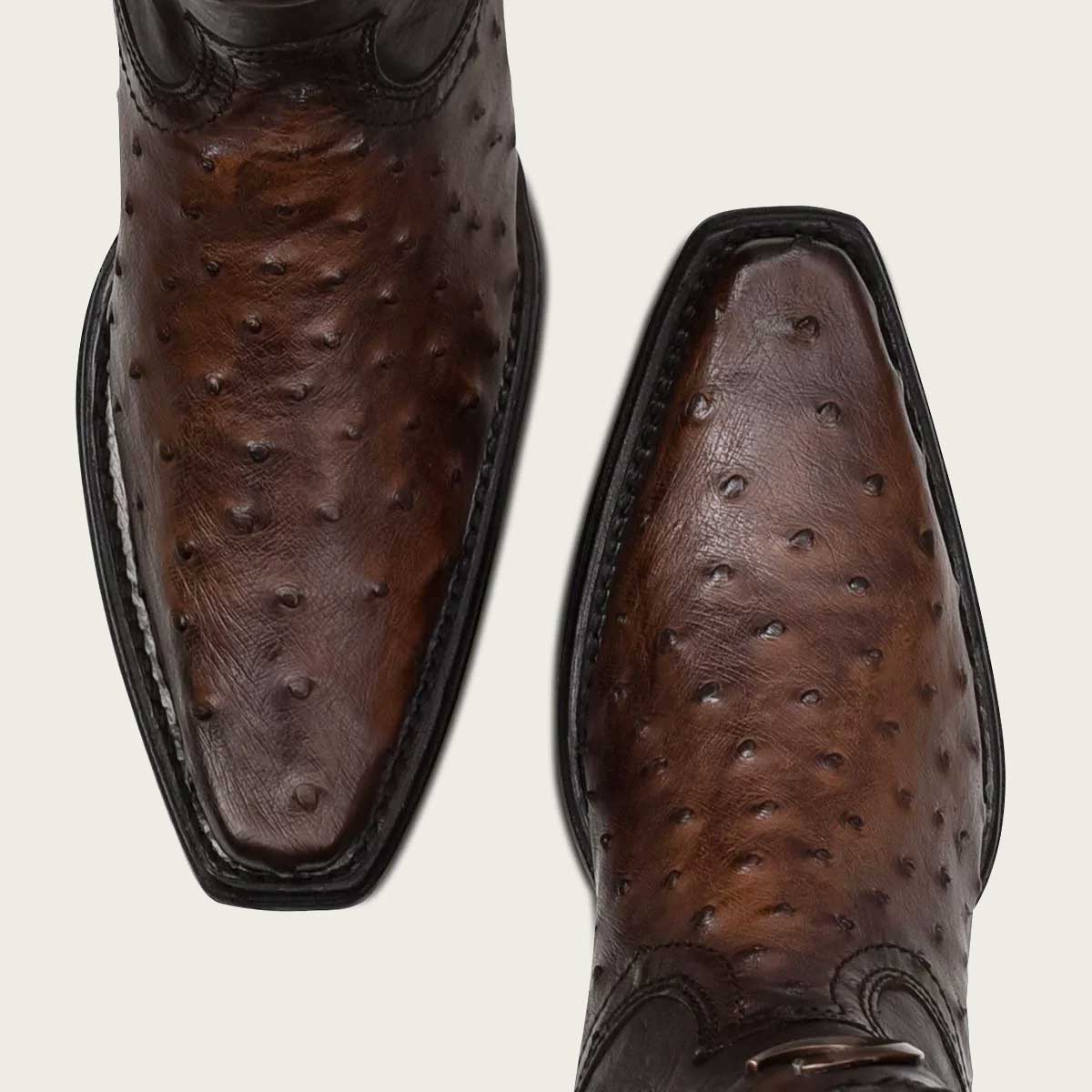 Cuadra Engraved Ostrich Leather Narrow Square Western boot