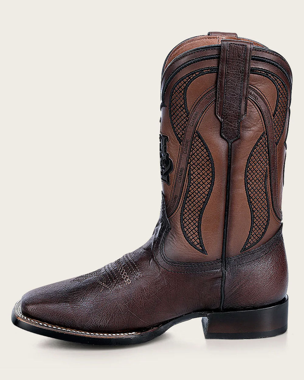 Cuadra Men’s Brown Ostrich Belly Laser & Woven Square Toe