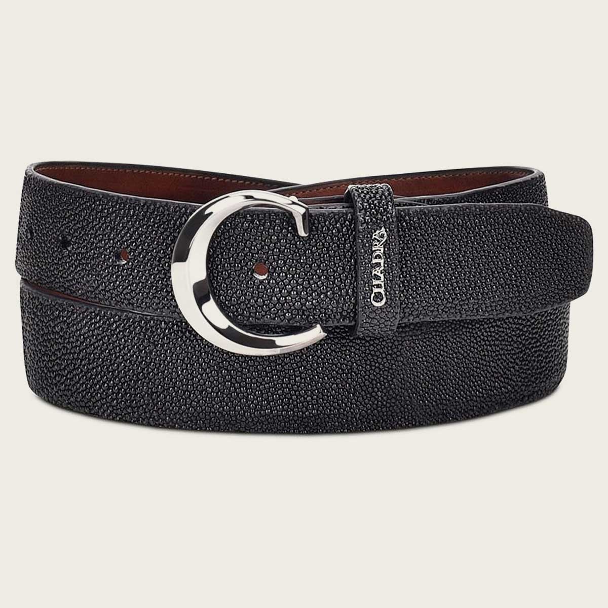 Cuadra Black Stingray Leather Belt