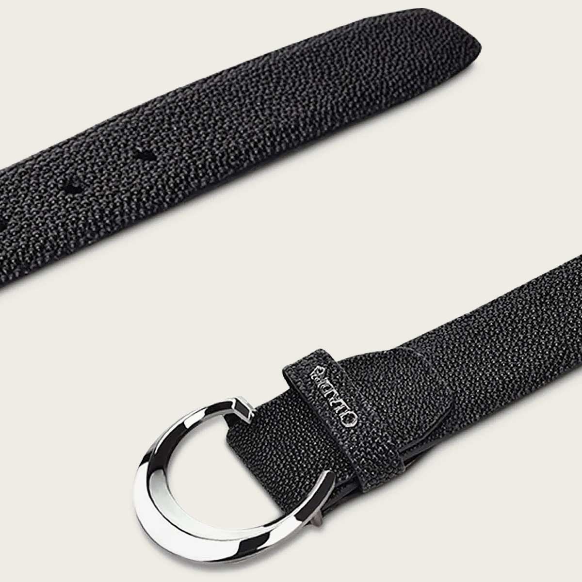 Cuadra Black Stingray Leather Belt