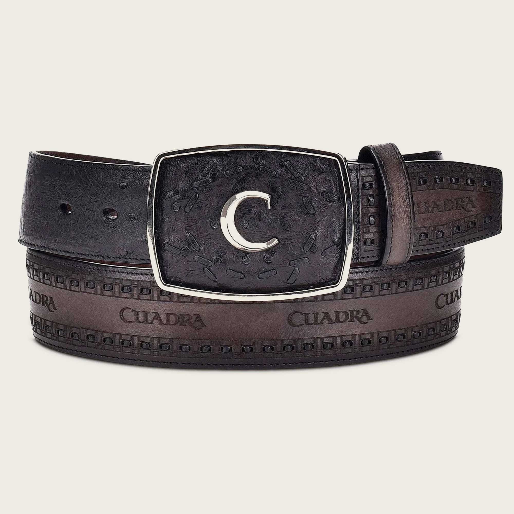 Cuadra Black Ostrich Laser Belt