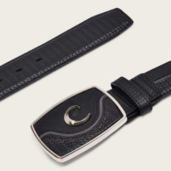 Cuadra Black Engraved Bovine Leather Belt