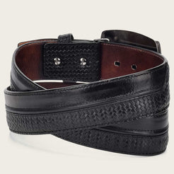 Cuadra Black Engraved Bovine Leather Belt