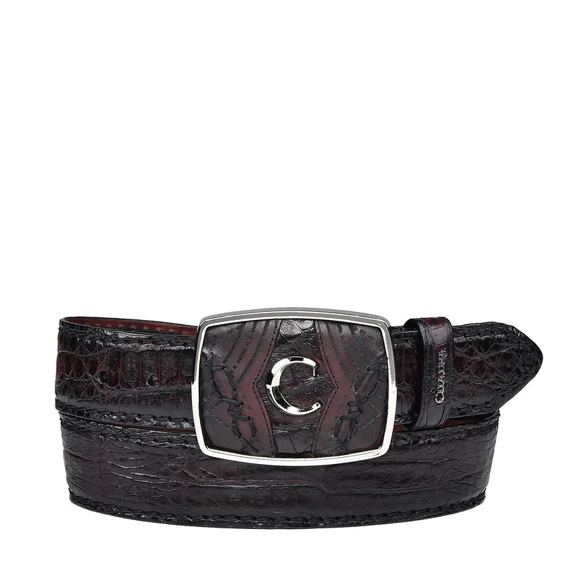 Cuadra Men's Black Cherry Caiman Laser Belt