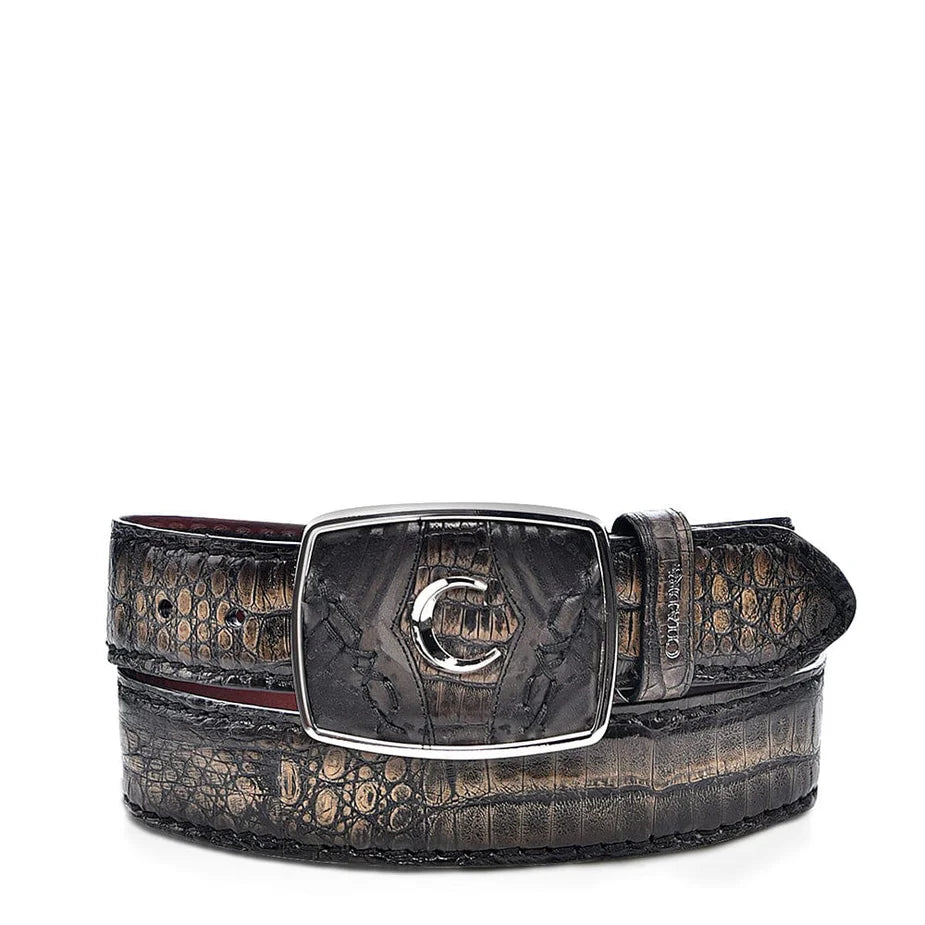 Cuadra Men's Atlantic Black Sand Caiman Laser Belt