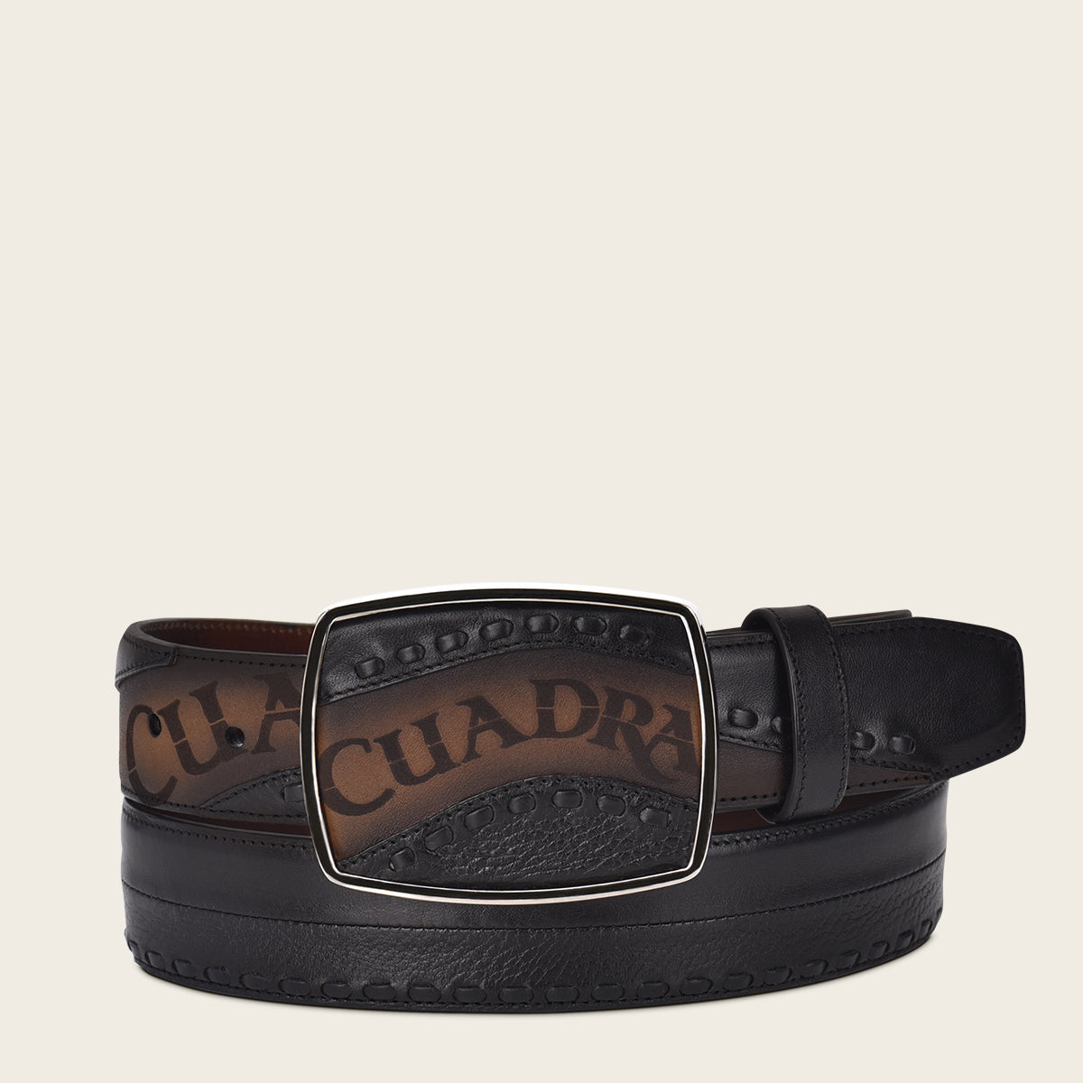 Cuadra Men's Black Laser & Woven Belt