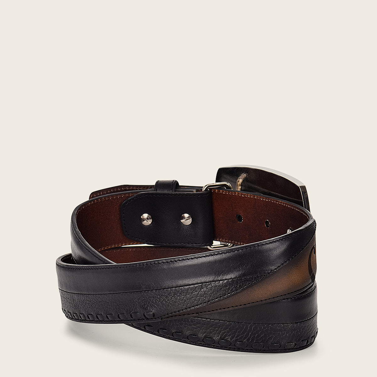 Cuadra Men's Black Laser & Woven Belt