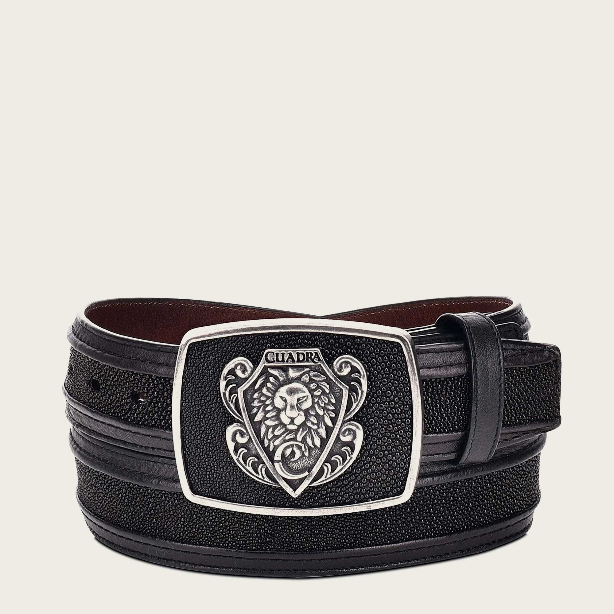 Cuadra Men's Black Stingray Exotic Strip Belt