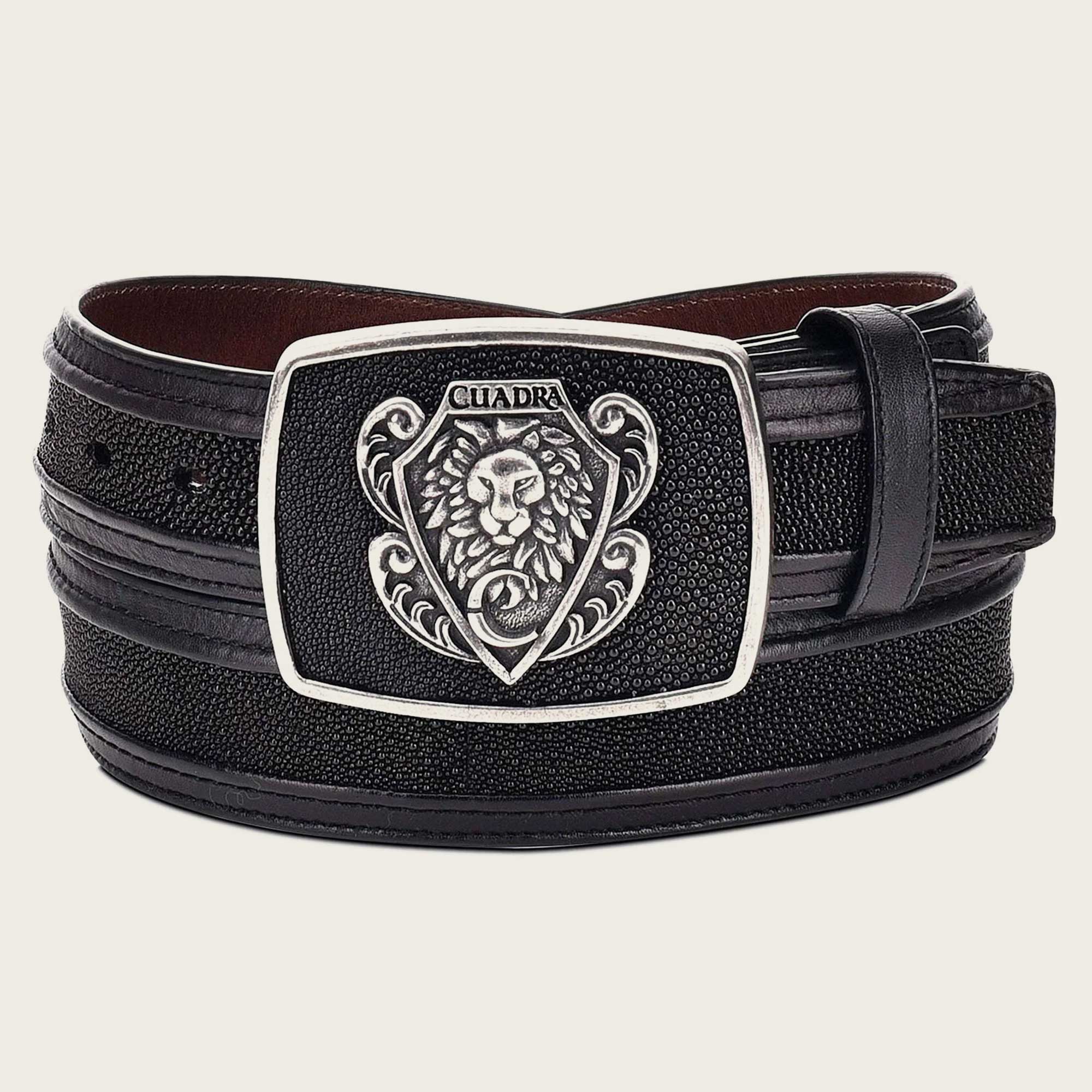 Cuadra Men's Black Stingray Exotic Strip Belt