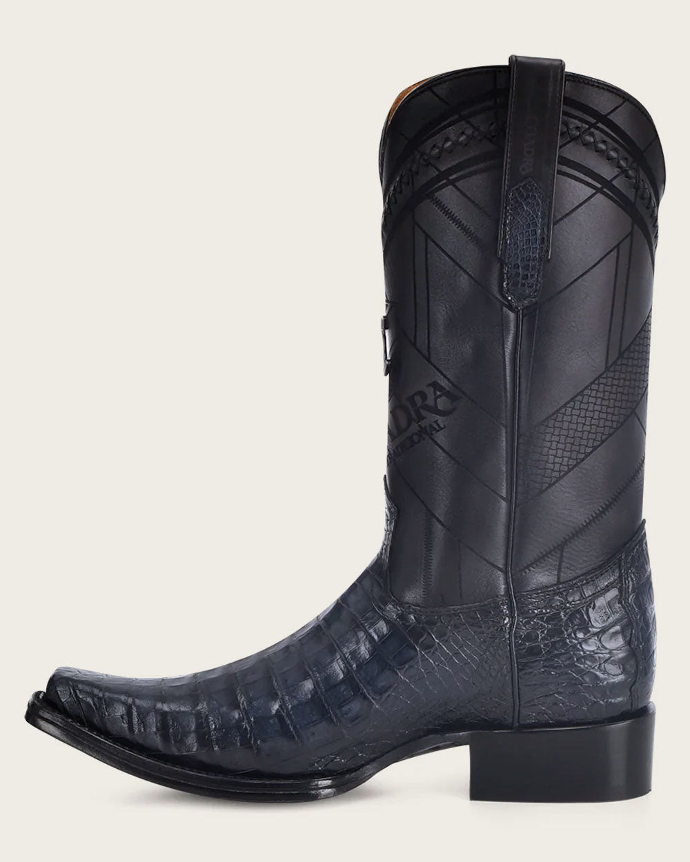 Cuadra Men’s Blue Caiman Fucus Laser & Woven Narrow Square Toe Boot