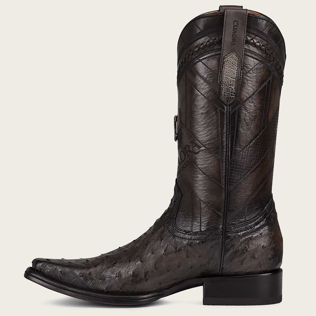 Cuadra Engraved Ostrich Leather Narrow Square Western boot