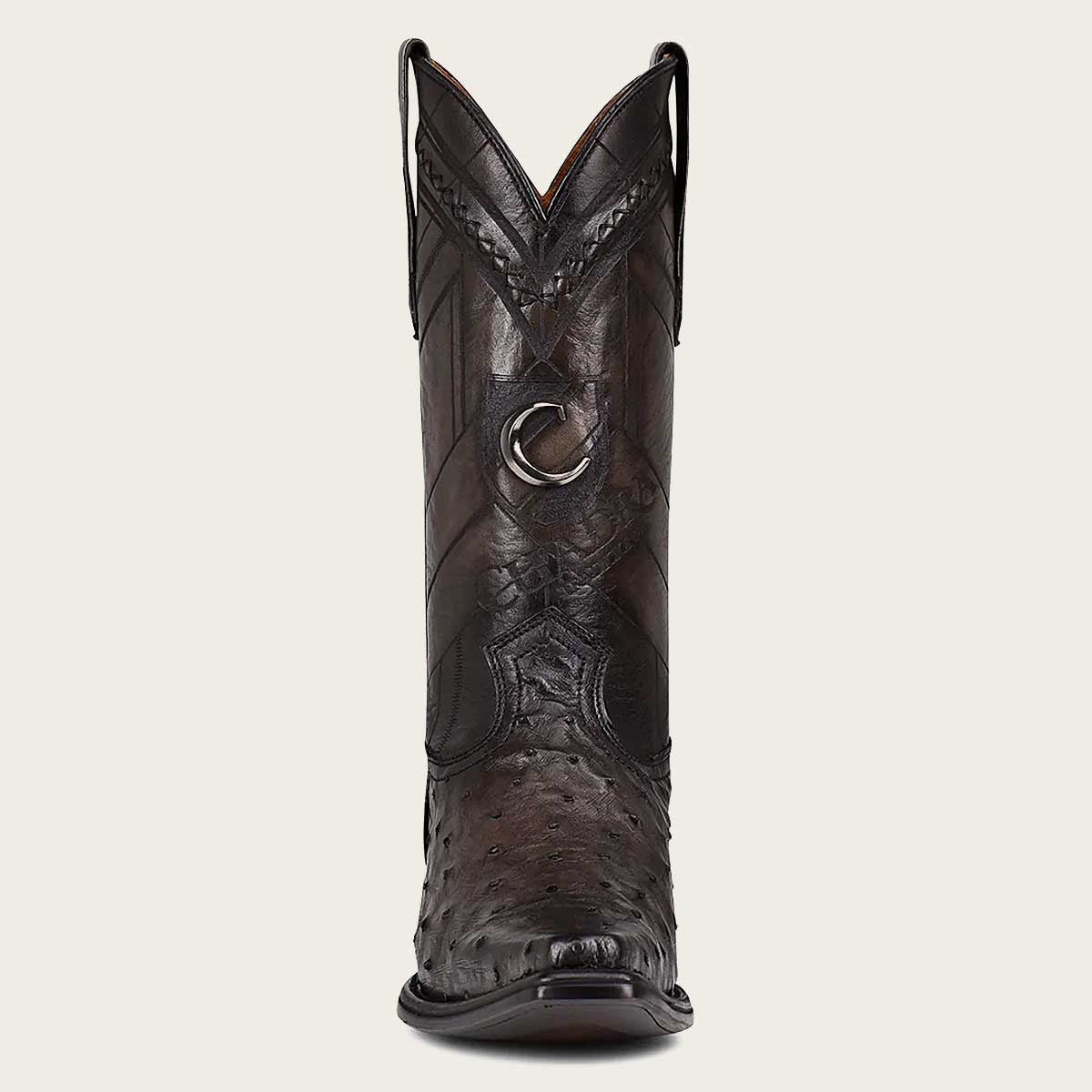 Cuadra Engraved Ostrich Leather Narrow Square Western boot