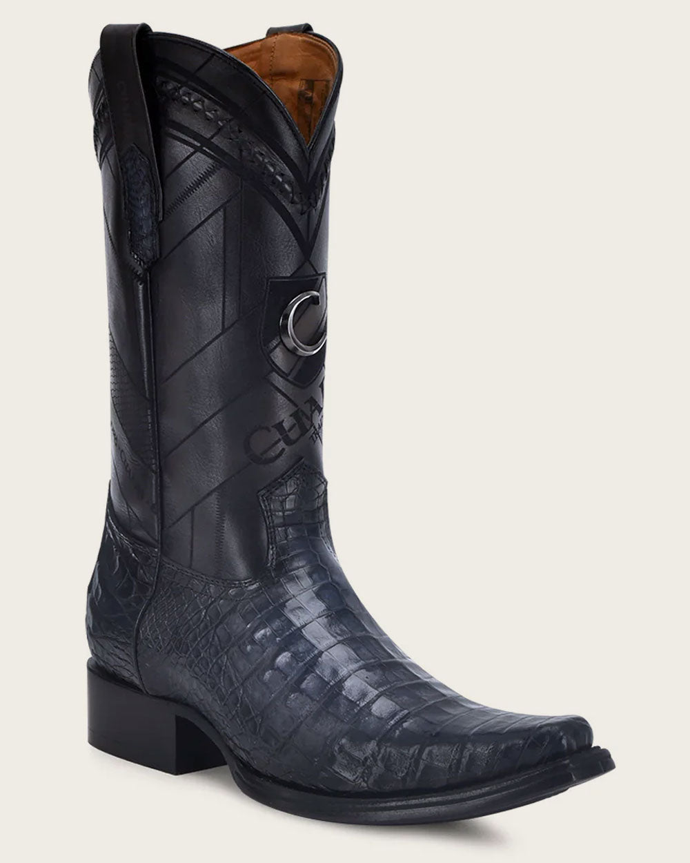 Cuadra Men’s Blue Caiman Fucus Laser & Woven Narrow Square Toe Boot