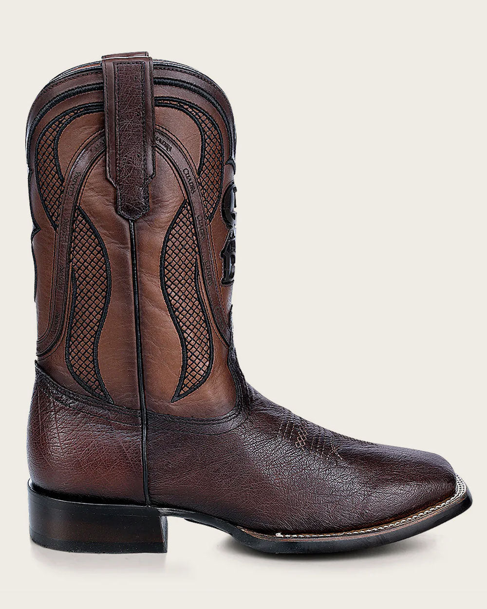 Cuadra Men’s Brown Ostrich Belly Laser & Woven Square Toe