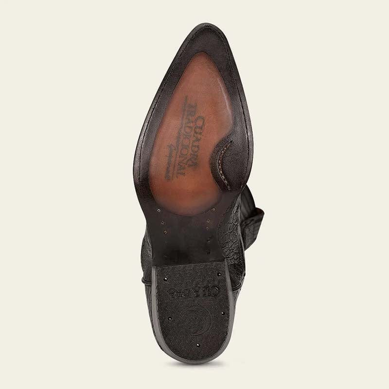 Cuadra Men's Black/Brown Caiman Laser & Embroidery Snip Toe