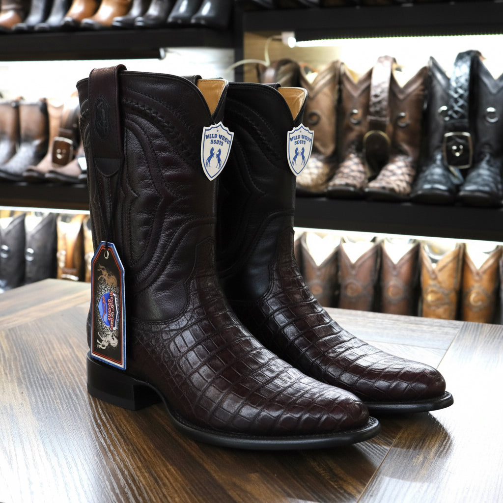 Wild West Men’s Roper Black Caiman Boot