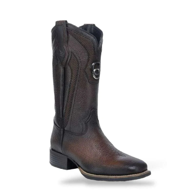 Cuadra Men’s Chocolate American Bison Embroidery Square Toe