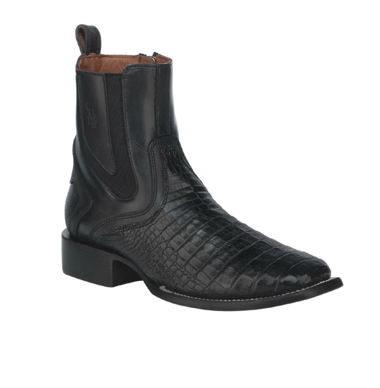 Cuadra Men’s Black Caiman Zipper & Elastic Square Toe