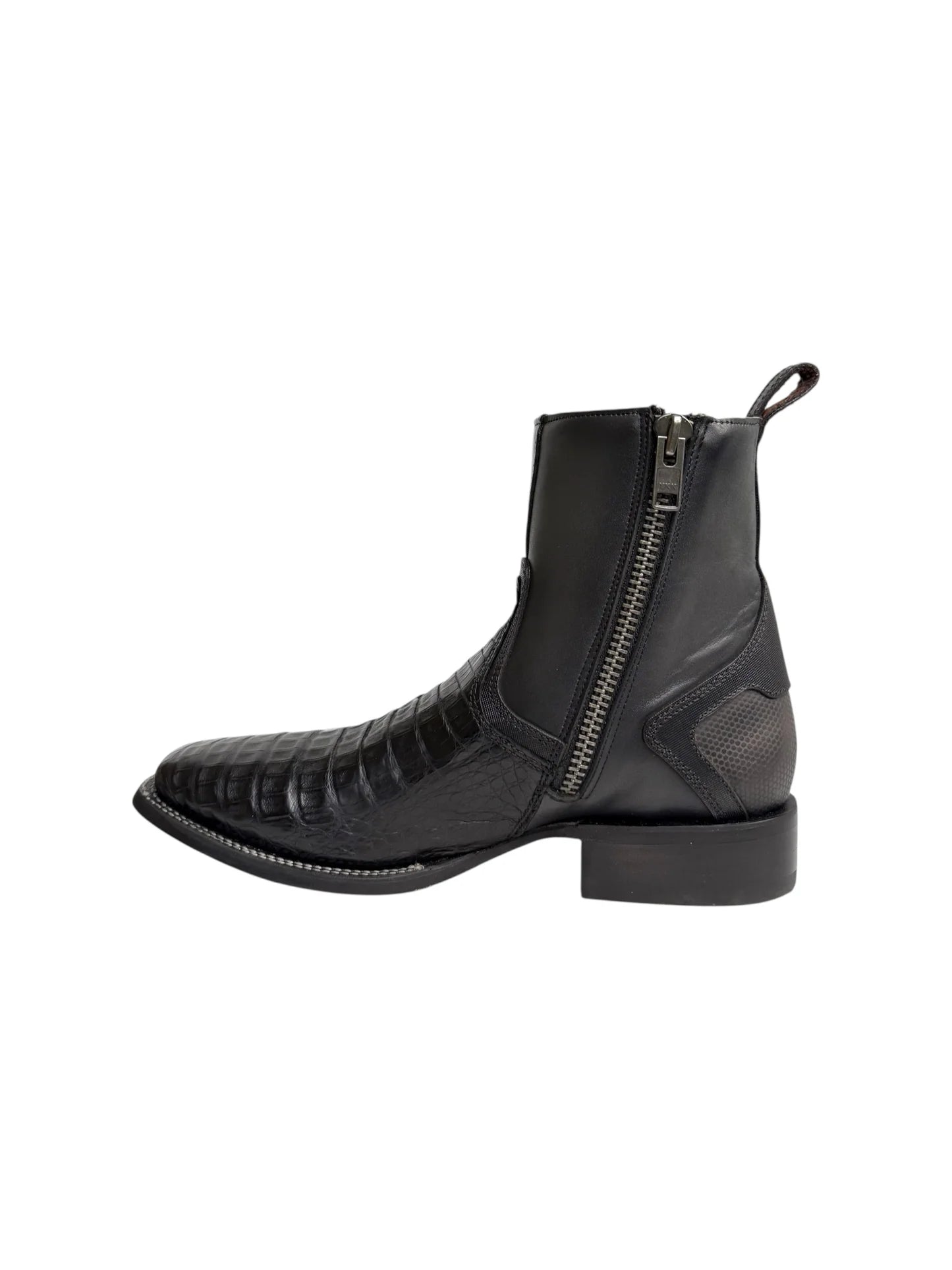 Cuadra Men’s Black Caiman Zipper & Elastic Square Toe