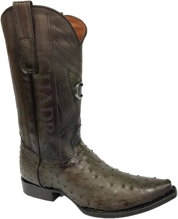 Cuadra Men’s Flame Grey Ostrich & Embroidery Pointed Toe