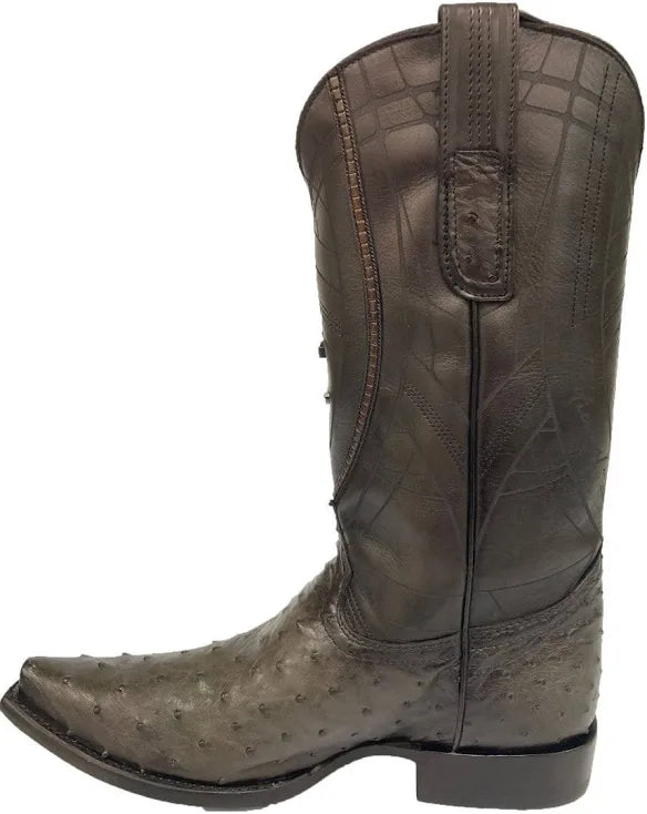 Cuadra Men’s Flame Grey Ostrich & Embroidery Pointed Toe