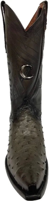 Cuadra Men’s Flame Grey Ostrich & Embroidery Pointed Toe
