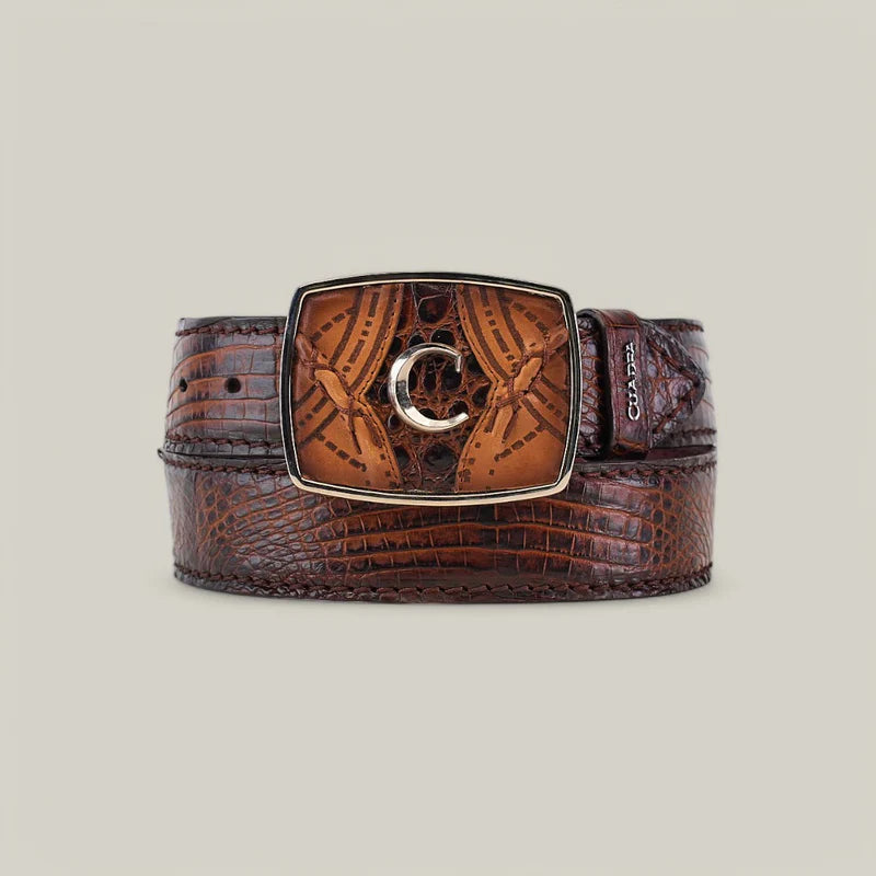 Cuadra Atlantic Straw Caiman Laser & Woven Belt