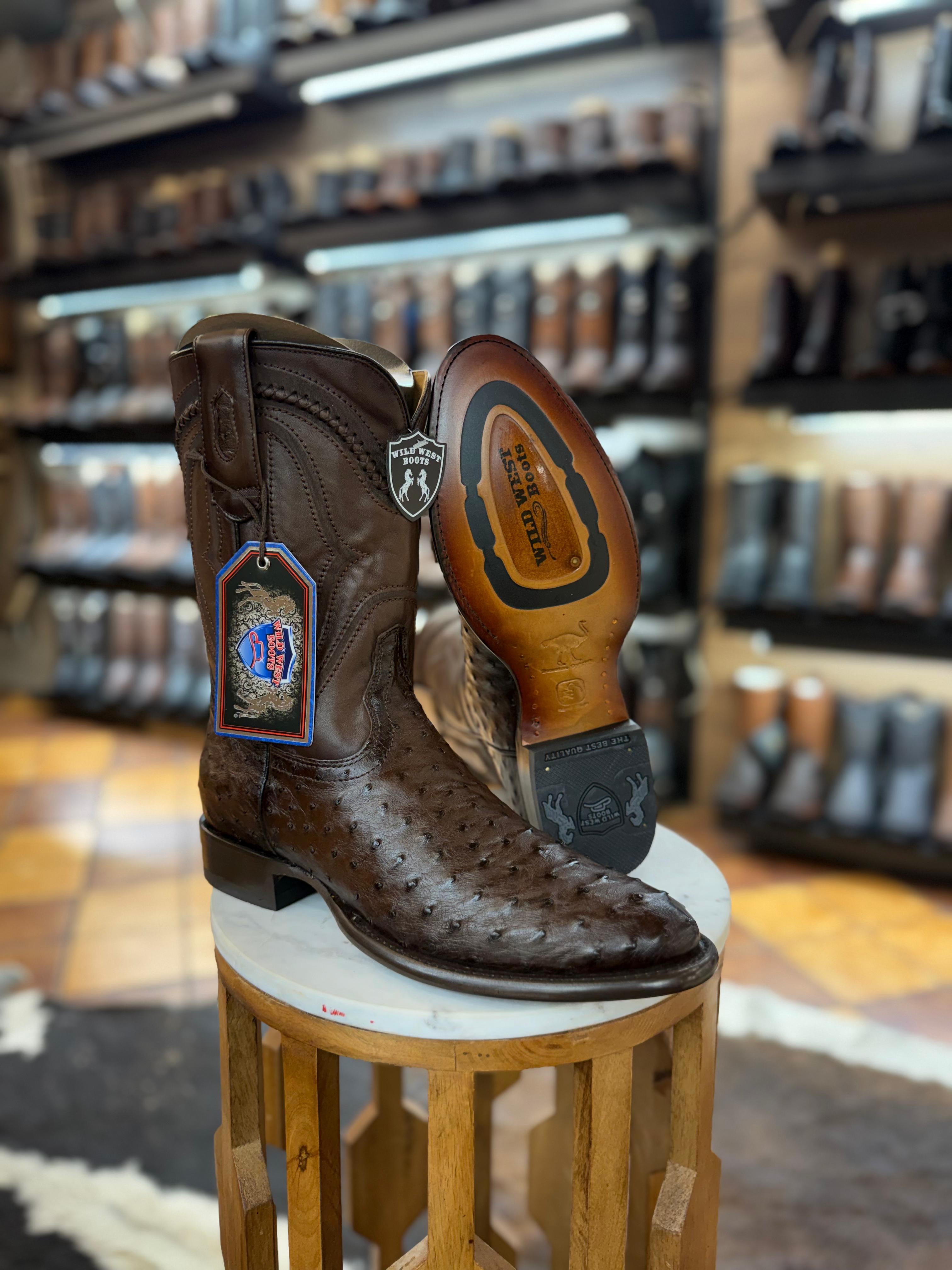 Wild West Men’s Brown Ostrich Roper Boot