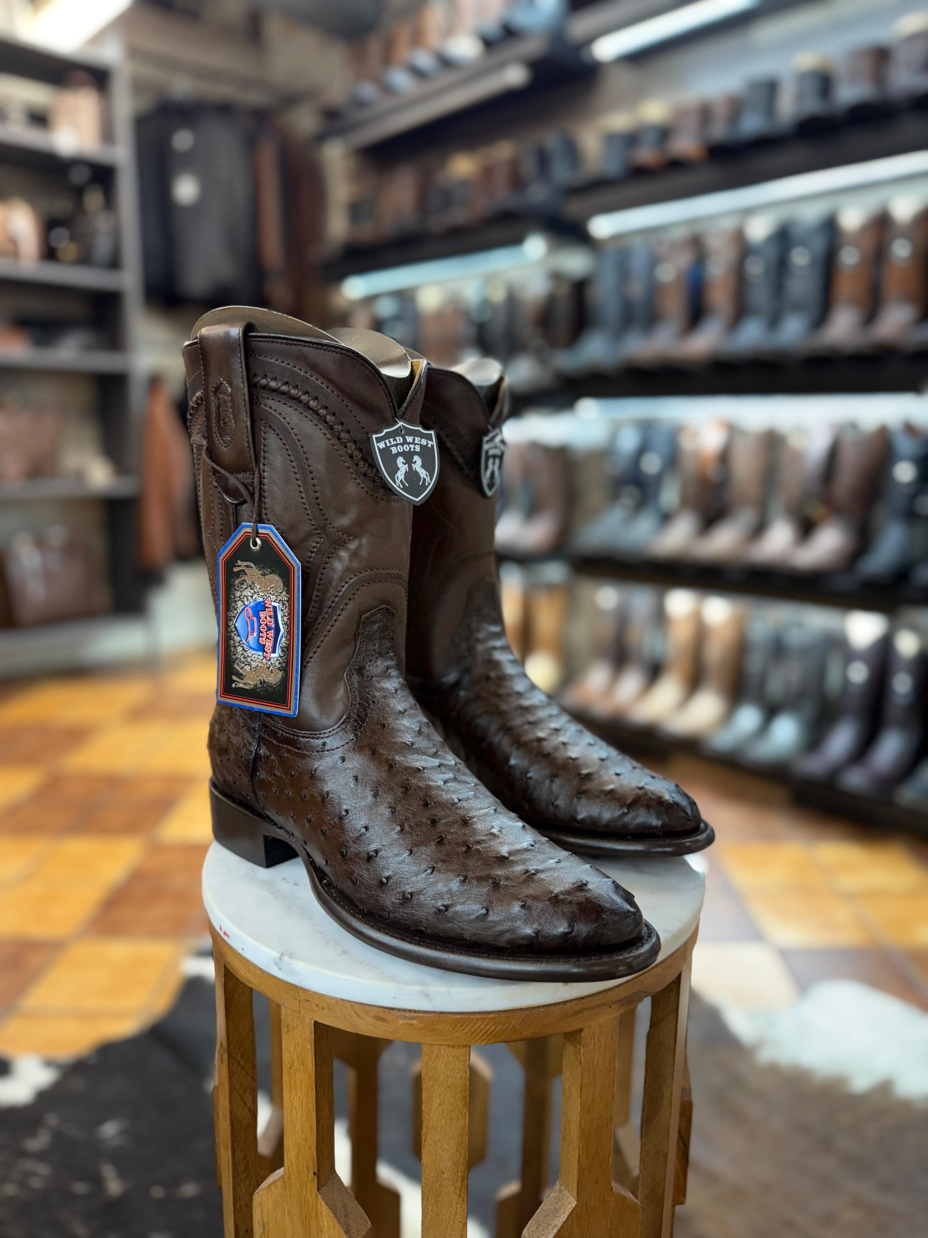 Wild West Men’s Brown Ostrich Roper Boot