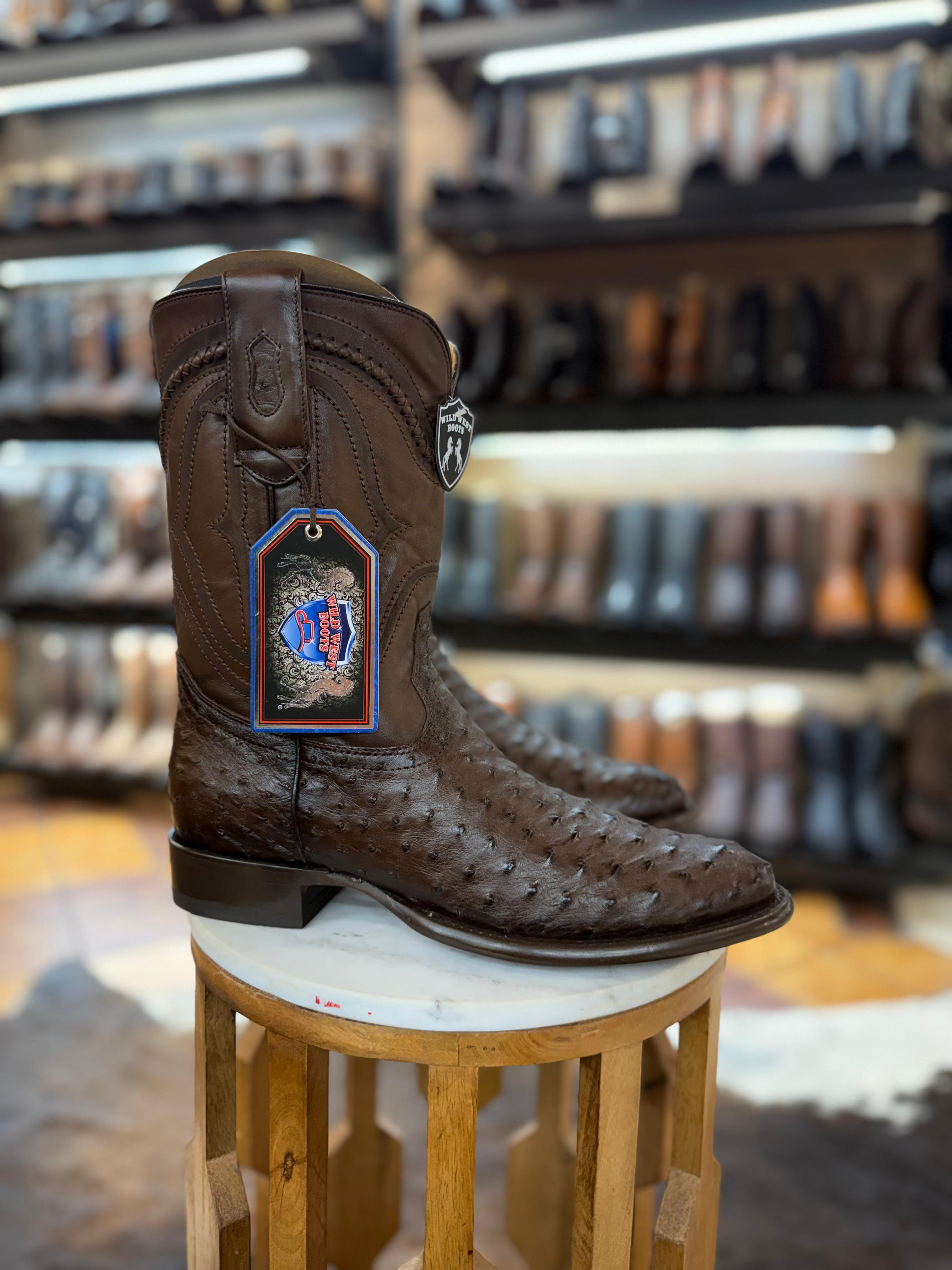 Wild West Men’s Brown Ostrich Roper Boot