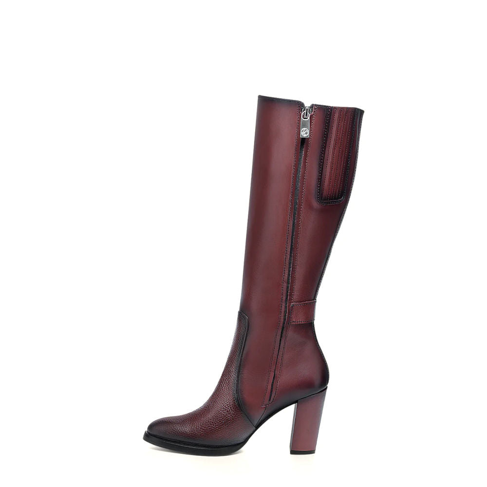 Cuadra Ladies Black Cherry Deer Tall Boots