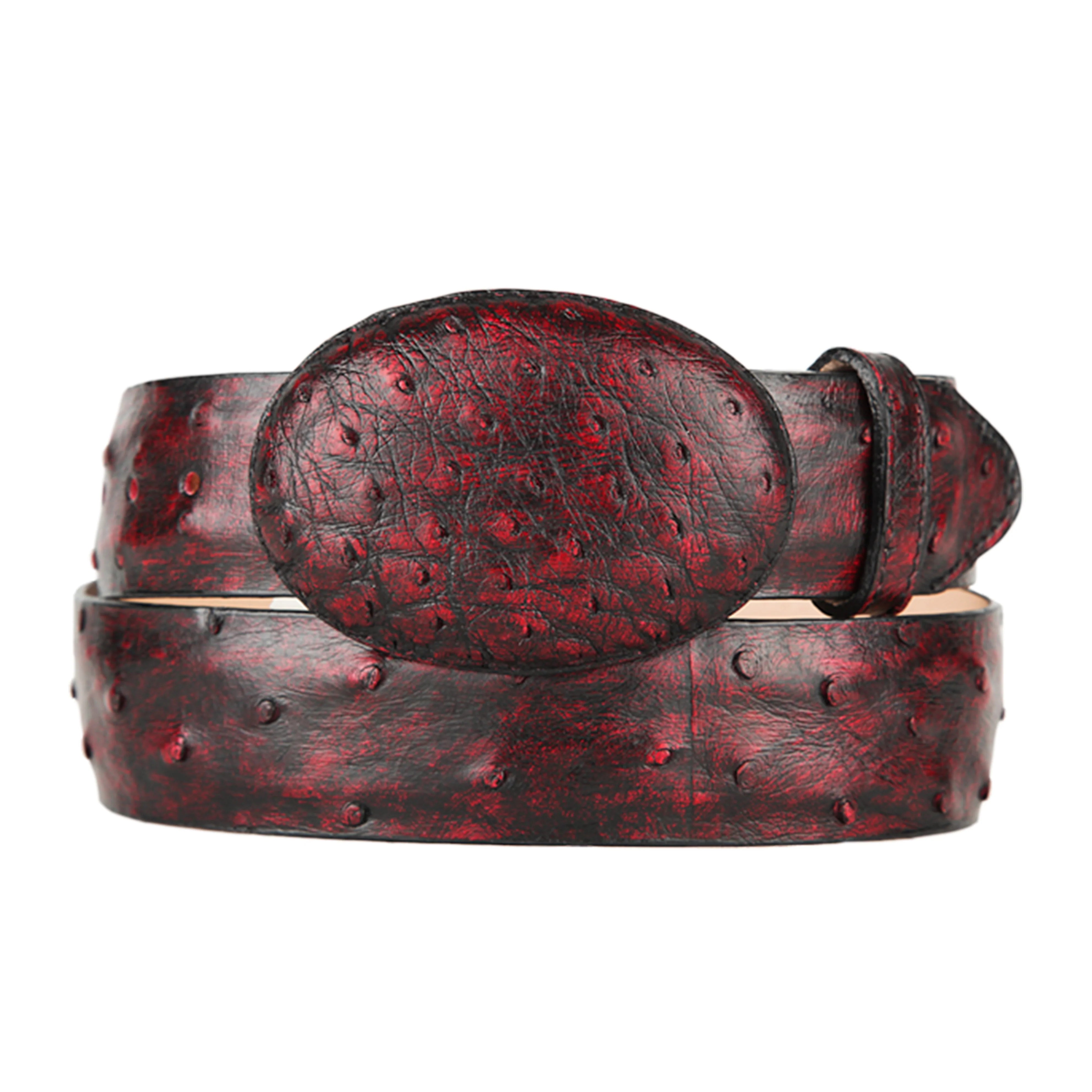 Black Cherry Ostrich Western Belt