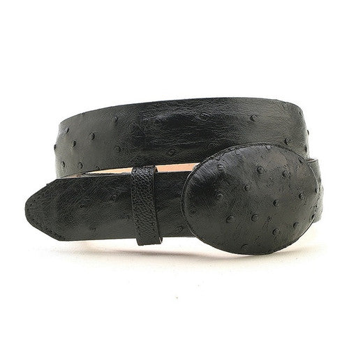 Black Ostrich Western Belt