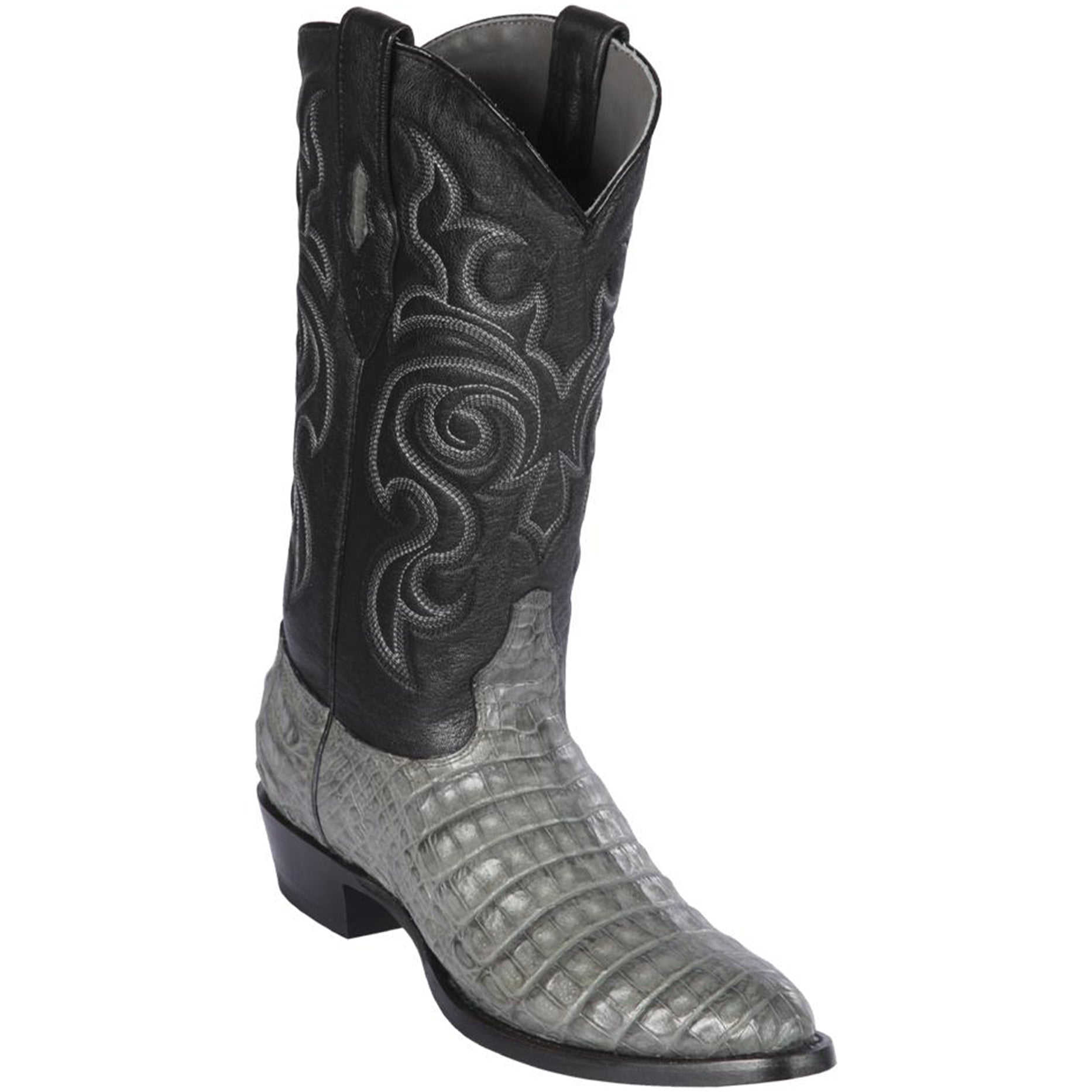 Round Toe Caiman Boots Grey