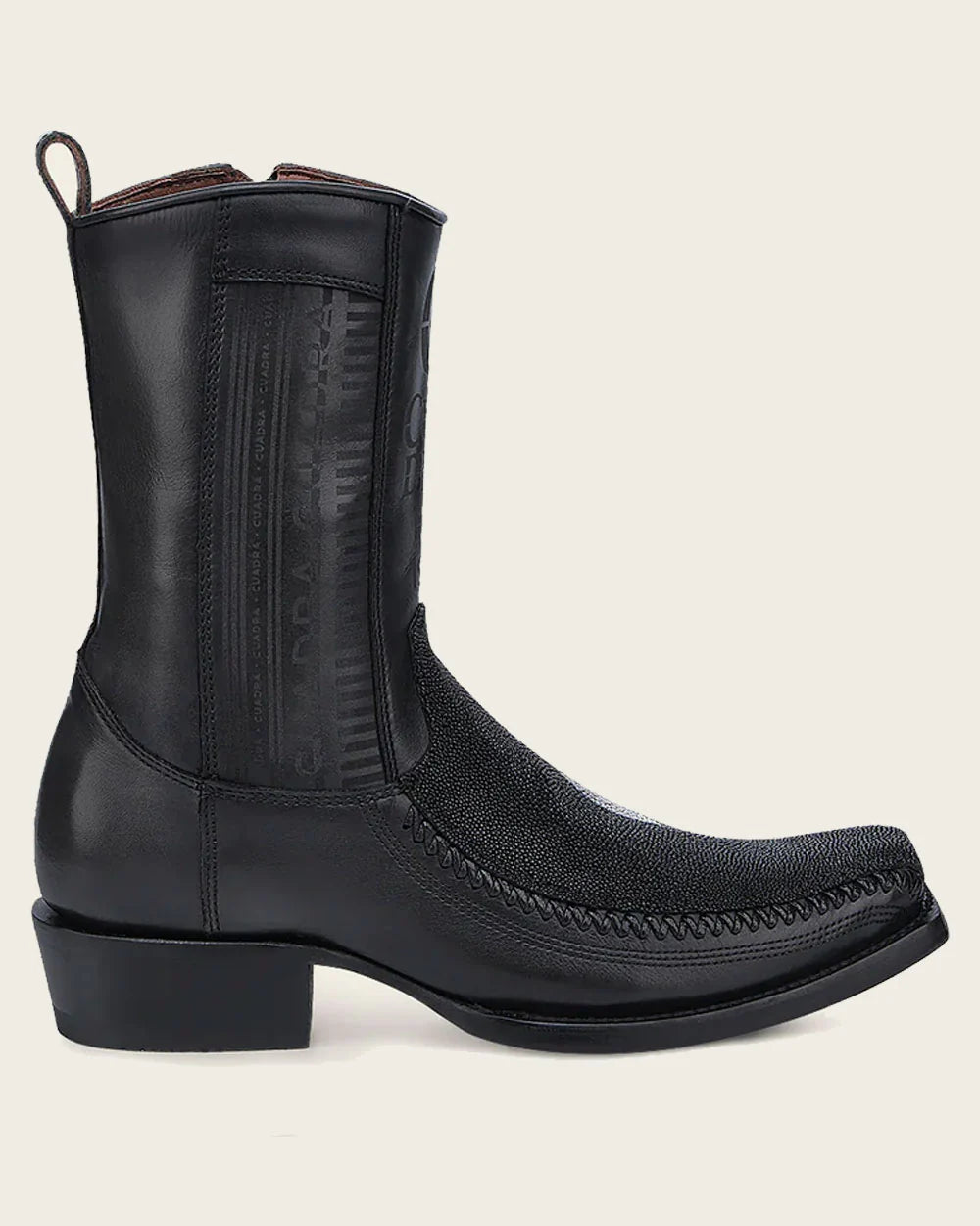 Cuadra Men’s Black Stingray Laser & Woven Narrow Square Toe