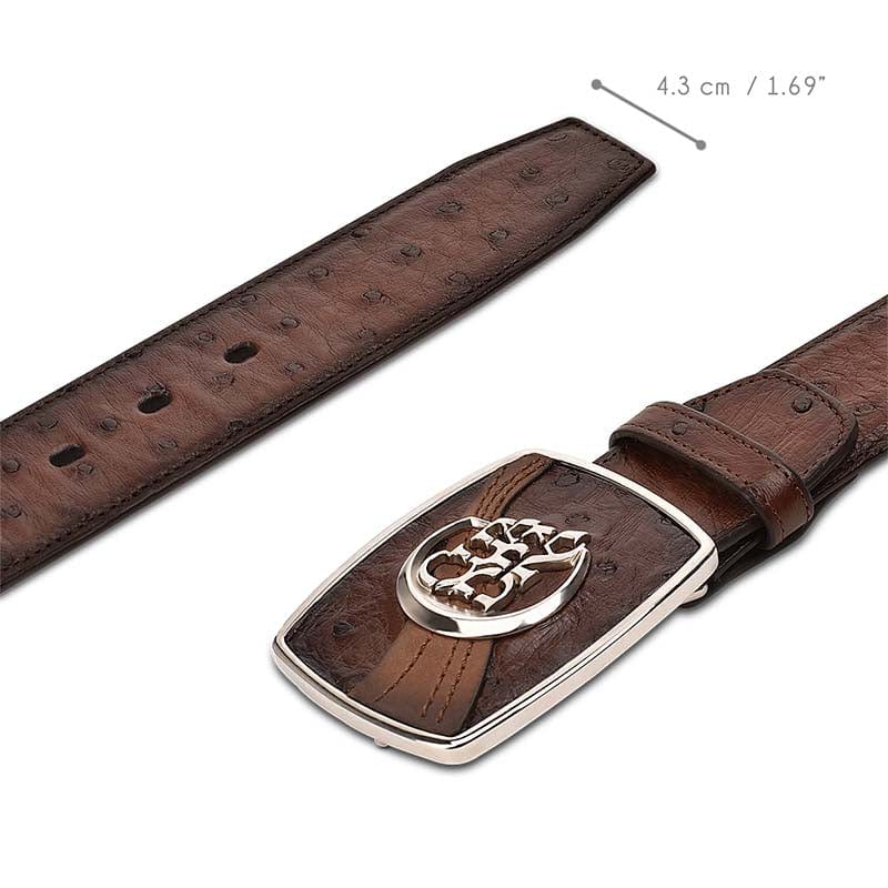 Cuadra Moroni Chestnut Ostrich Leather Belt