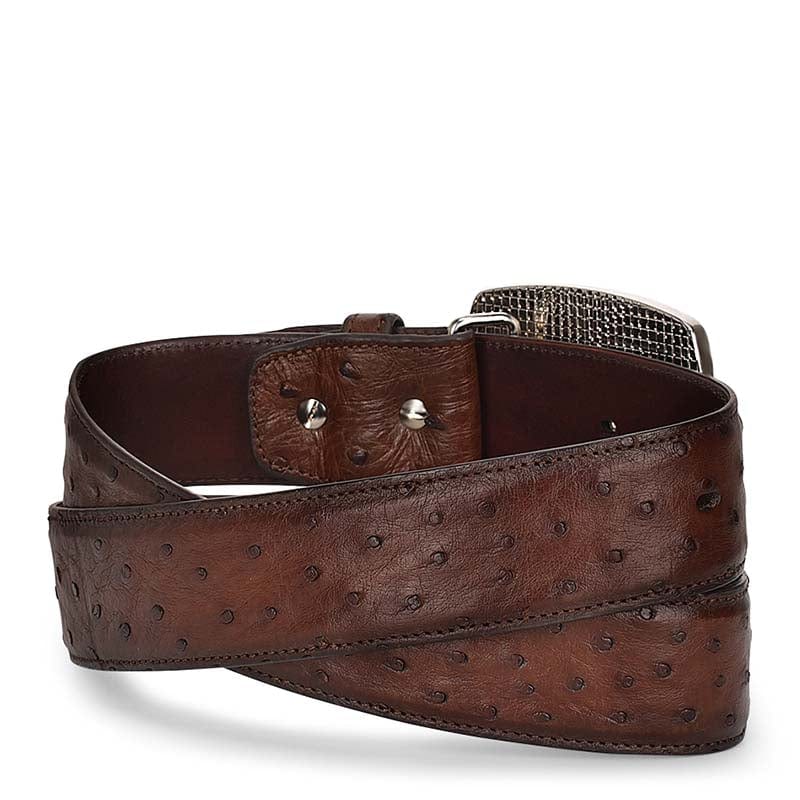 Cuadra Moroni Chestnut Ostrich Leather Belt