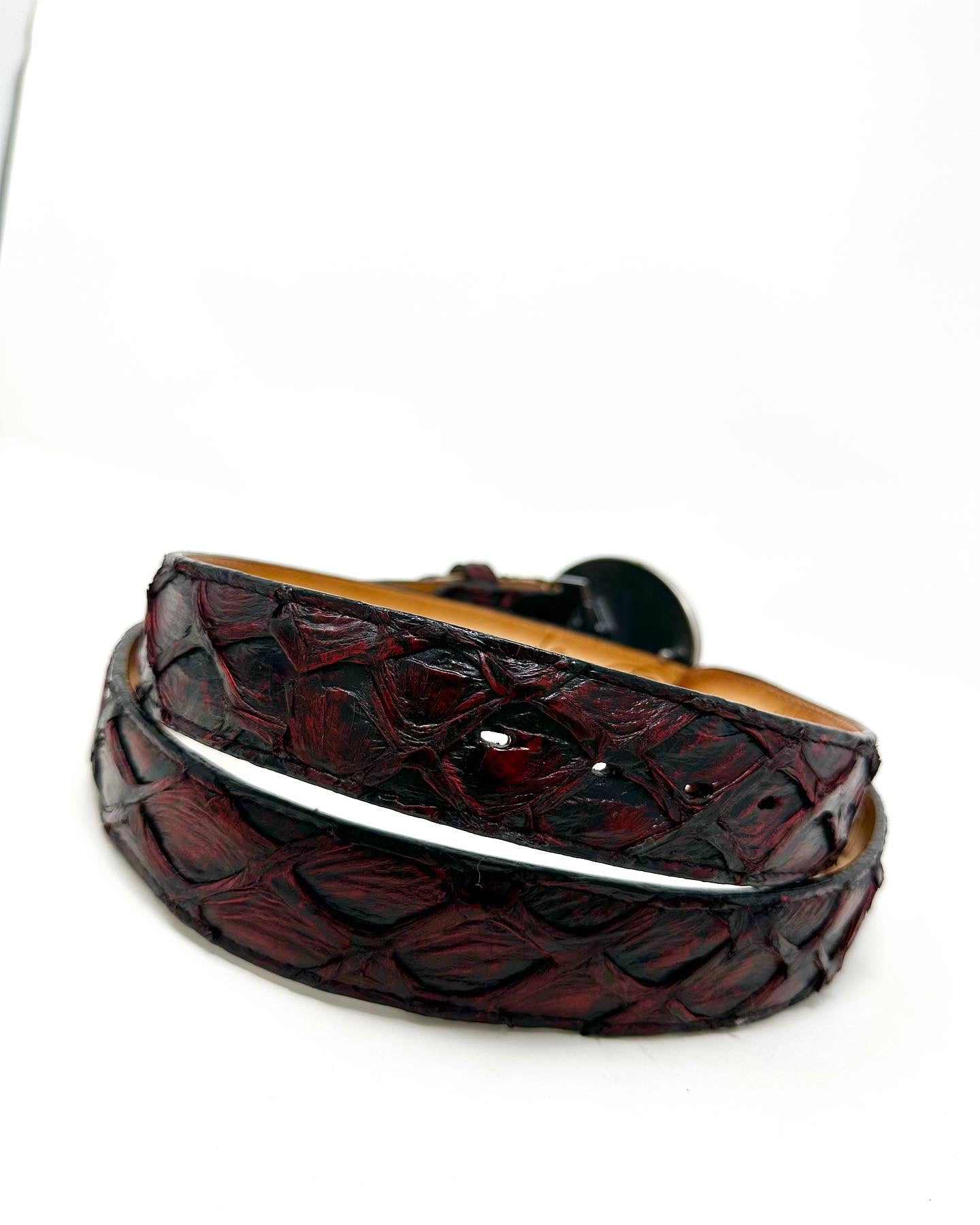 Pirarucu Black Cherry Western Belt