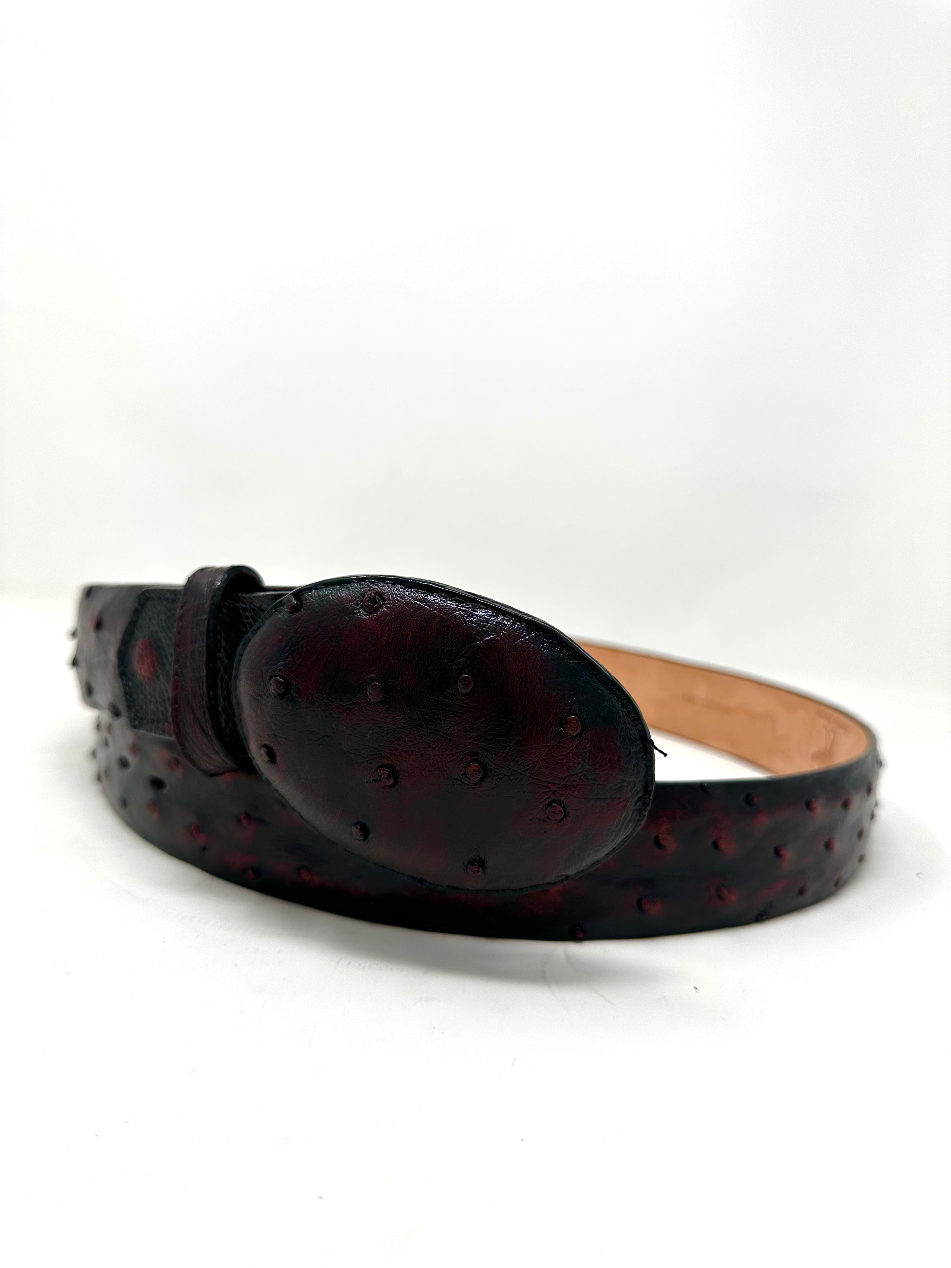 Black Cherry Ostrich Western Belt