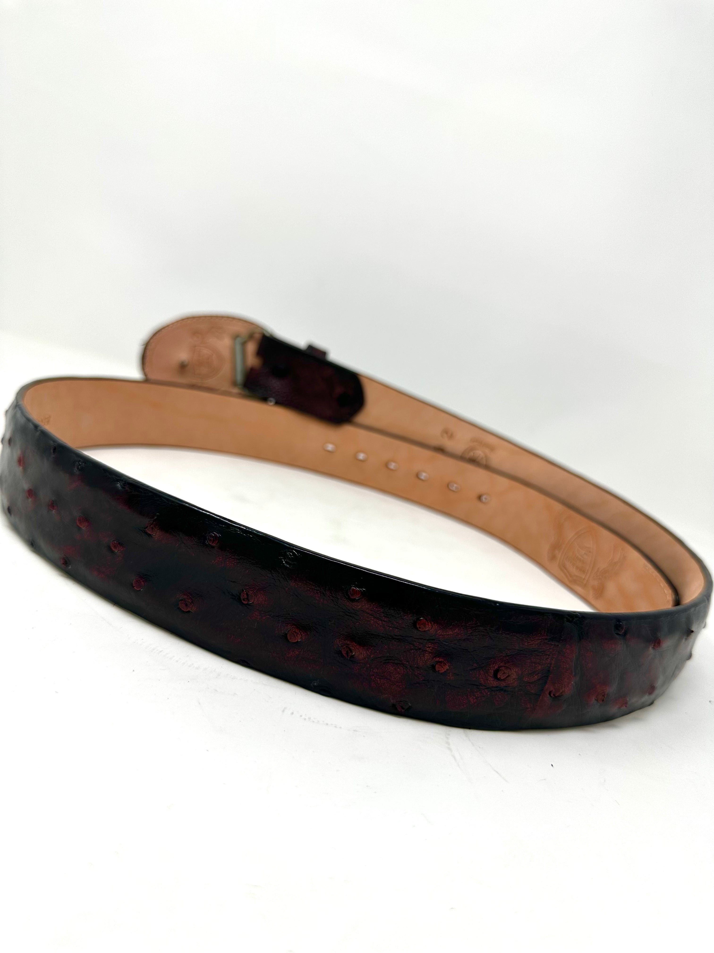 Black Cherry Ostrich Western Belt