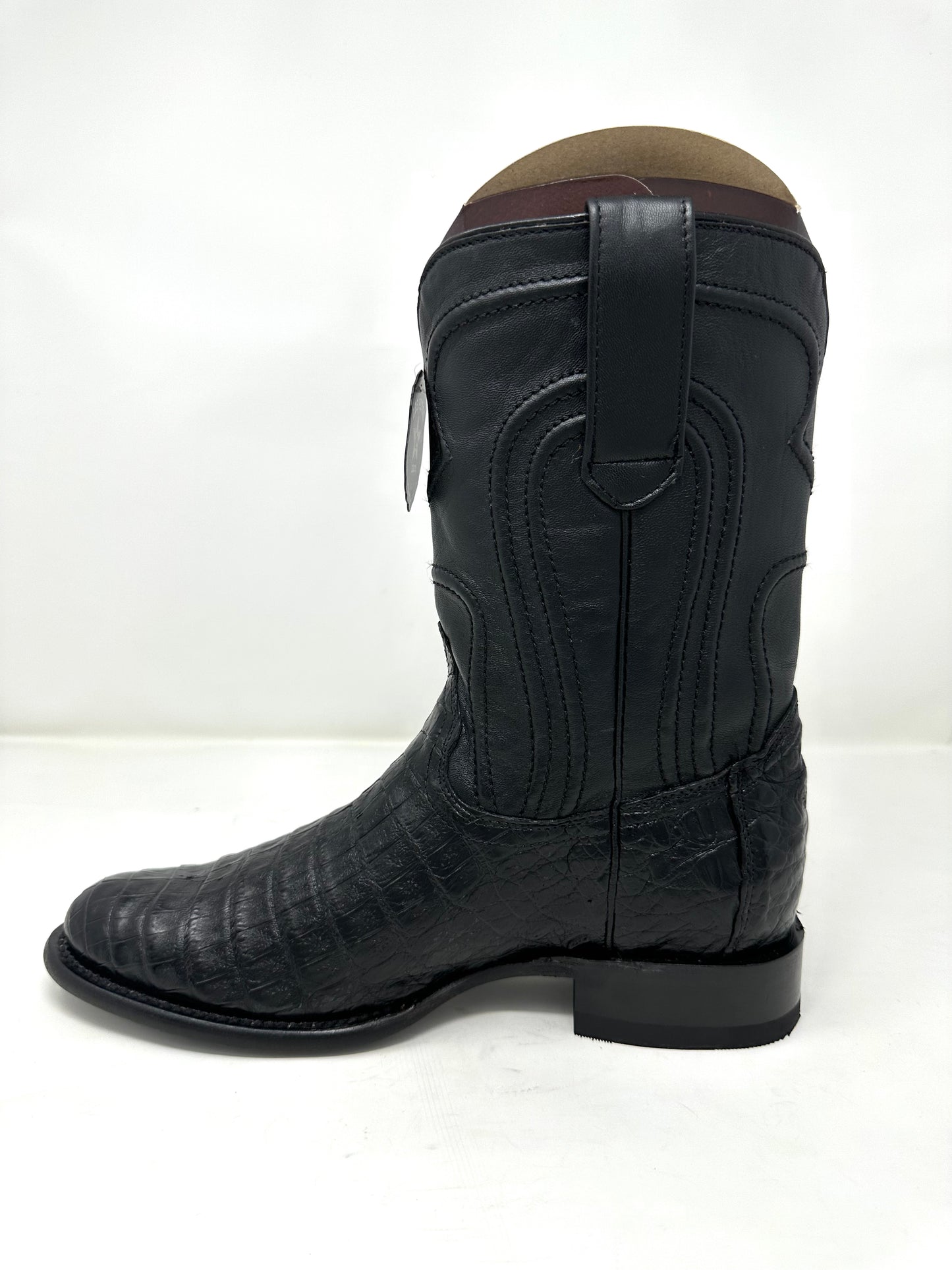 Men’s Roper Black Caiman Boot – El Mercadito Boots