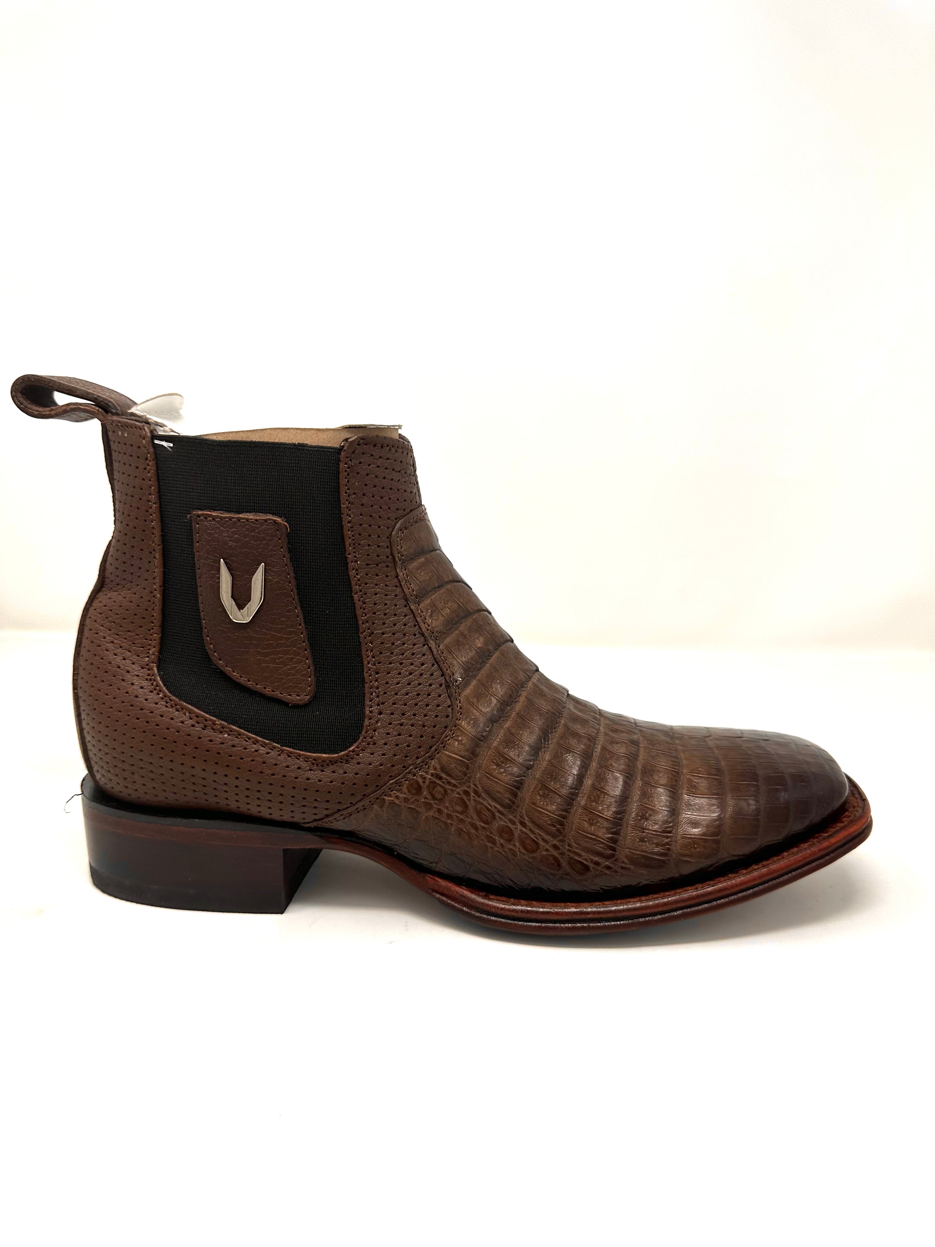 Men’s Wide Square Toe Caiman Belly Ankle Boot