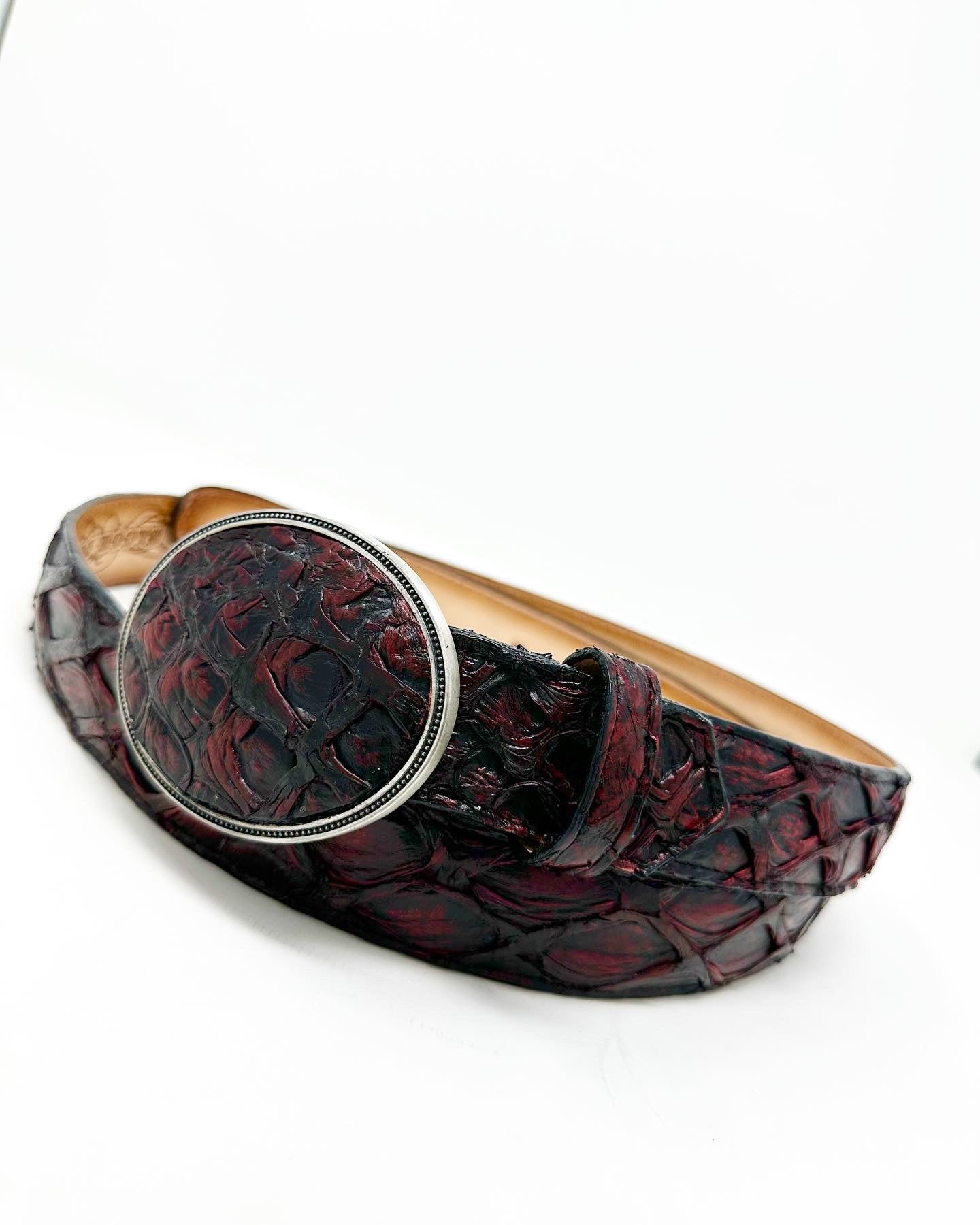 Pirarucu Black Cherry Western Belt