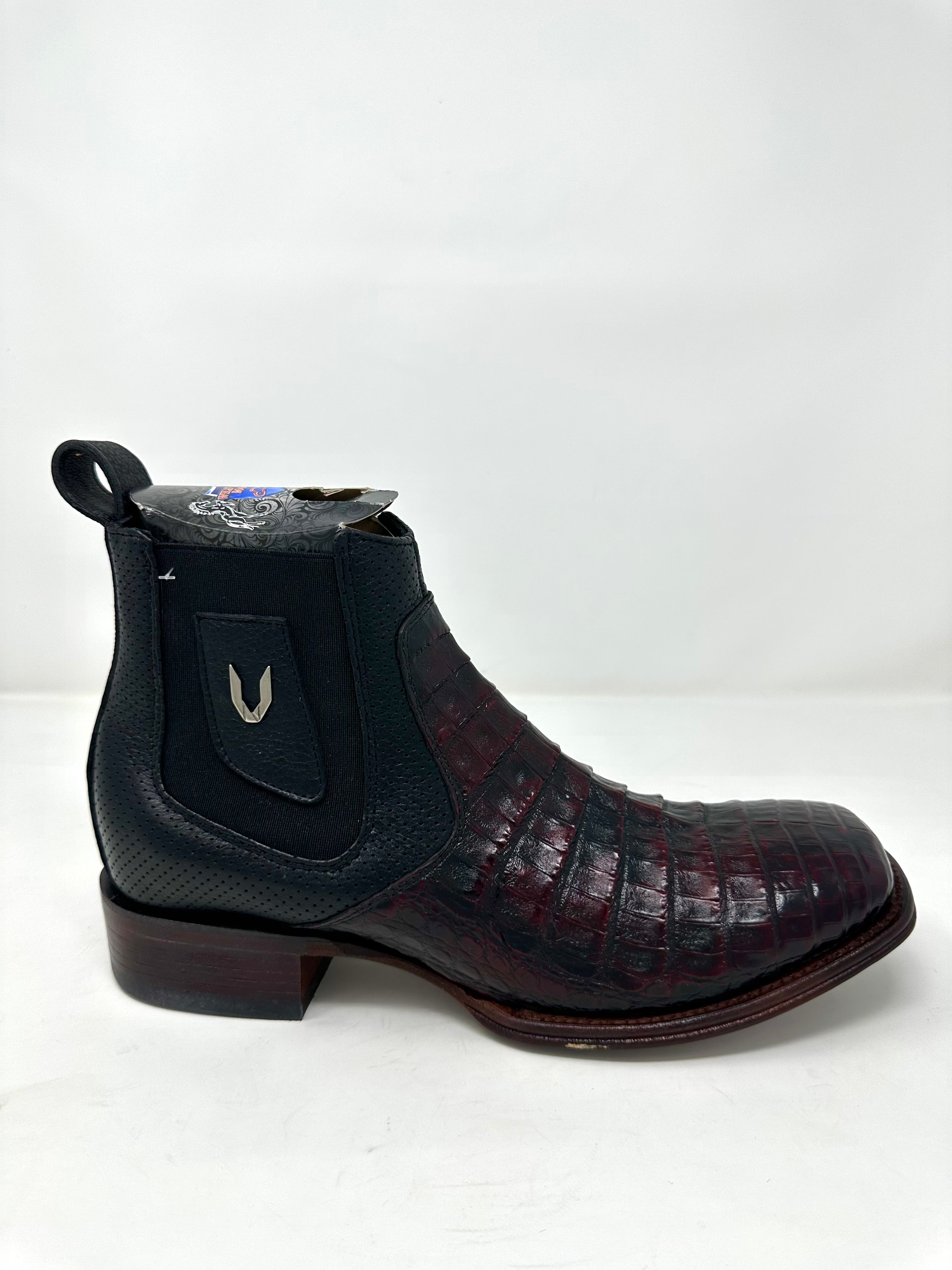 Men’s Wide Square Toe Caiman Belly Ankle Boot