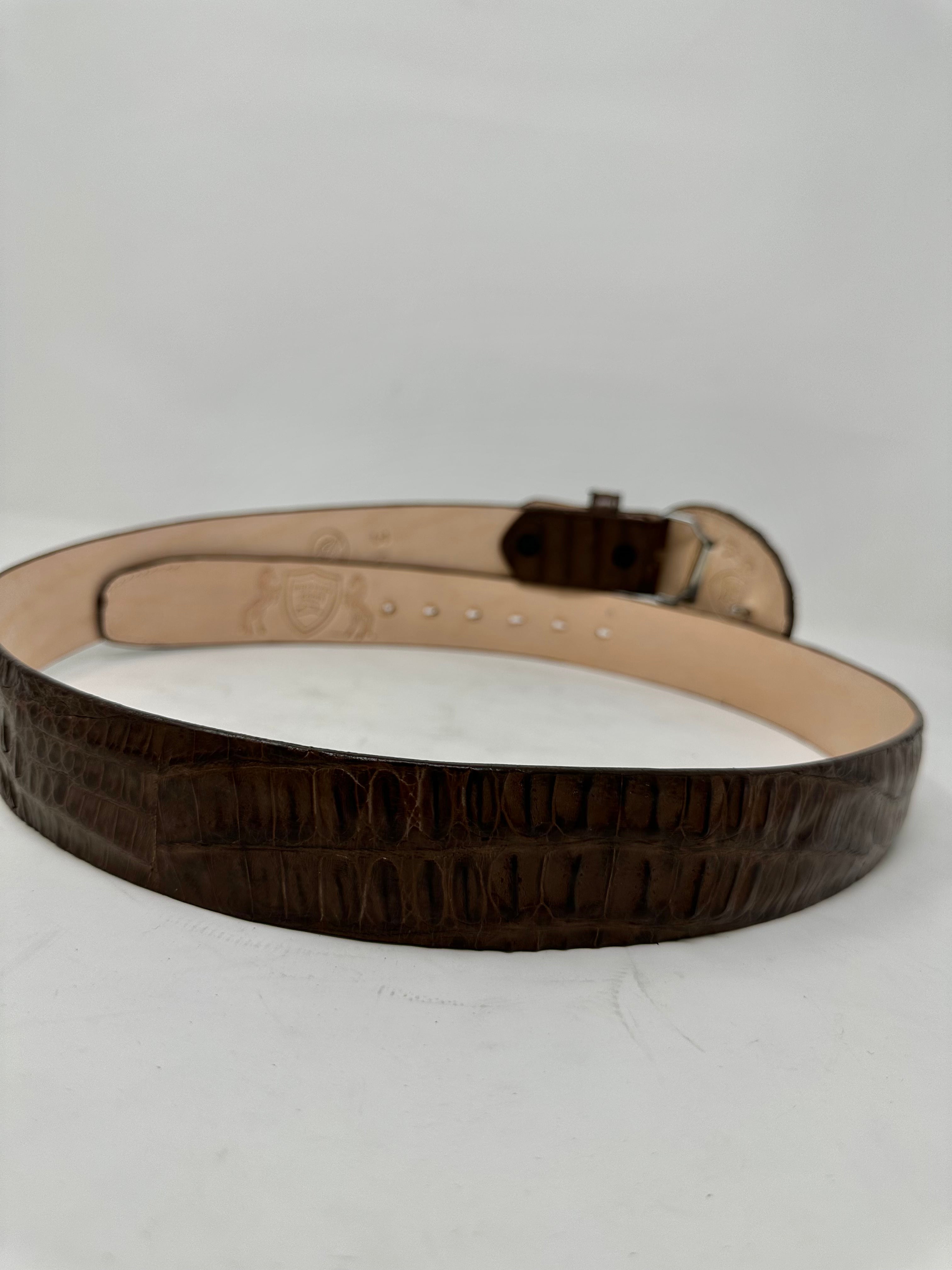 Brown Caiman Western Belt